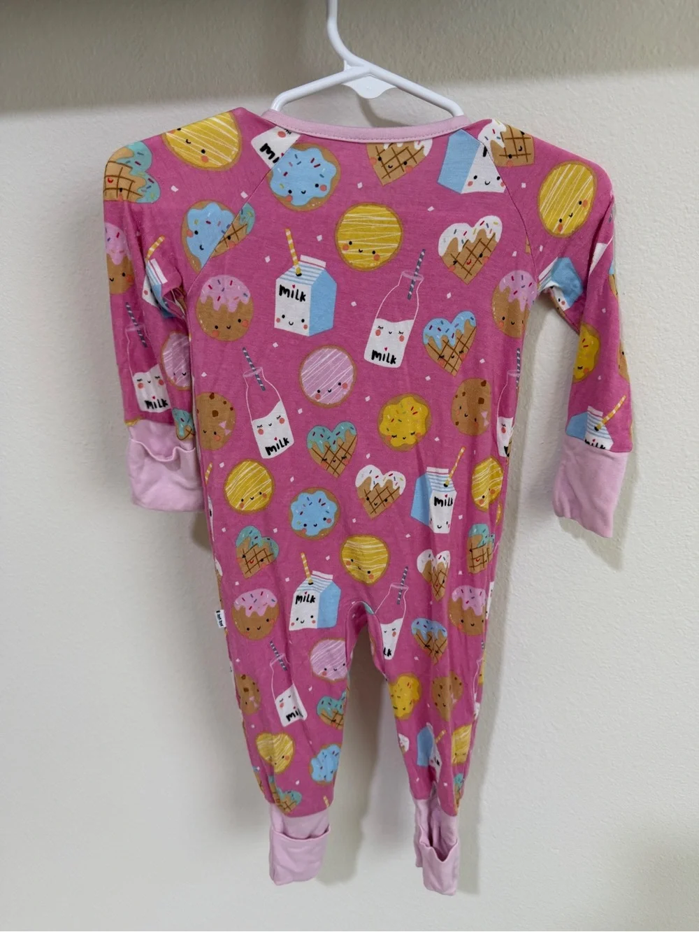 Little Sleepies Pink Snack & Milk/ Waffle Print Zippered Footie
